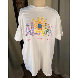Hanes Heavyweight White Hawaii Graphic T-Shirt Large Vintage 1993